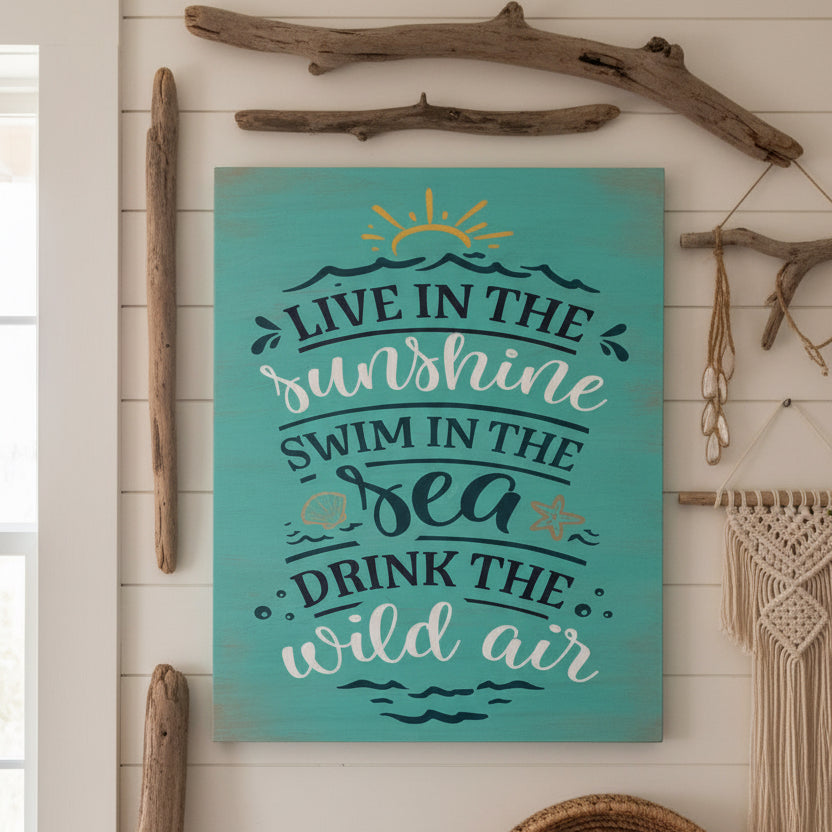 Motivational quote on a teal background with decorative elements.