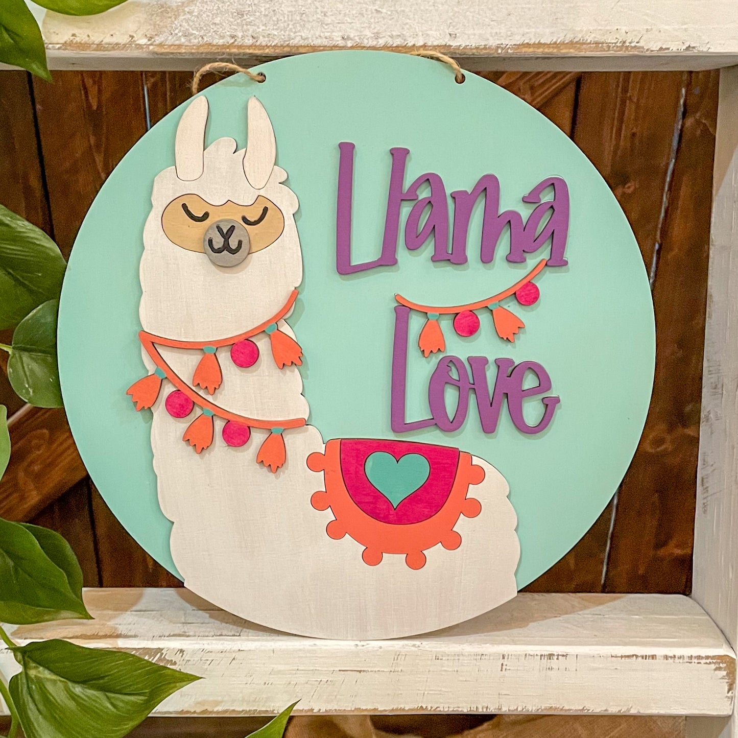 Llama Love Small Round Youth Door Hanger P1427