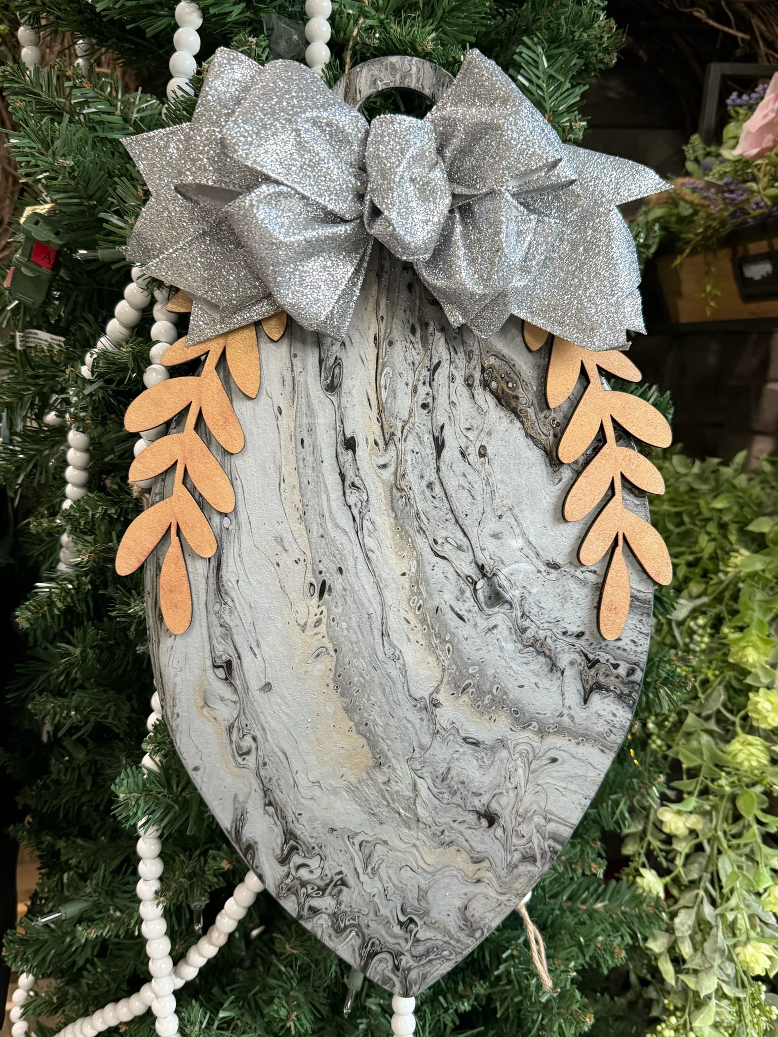 Long Skinny Ornament Paint Pour Shape P13572