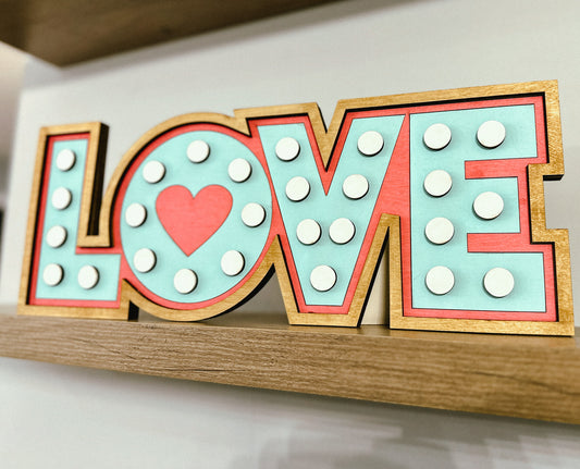 Love Marquee Shelf Shelf Sitter 3D Sign P03519