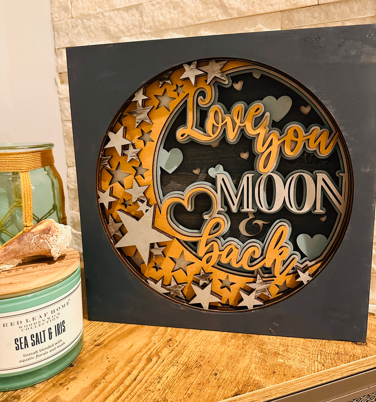 Love You to The Moon and Back Layered 12x12" Sign P03517