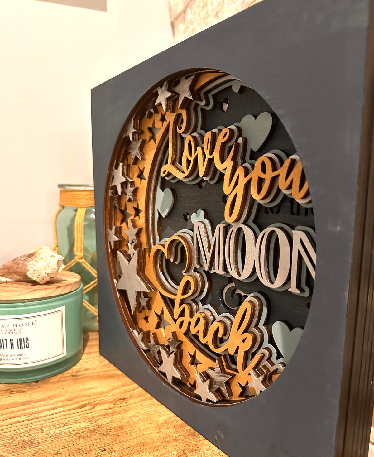 Love You to The Moon and Back Layered 12x12" Sign P03517