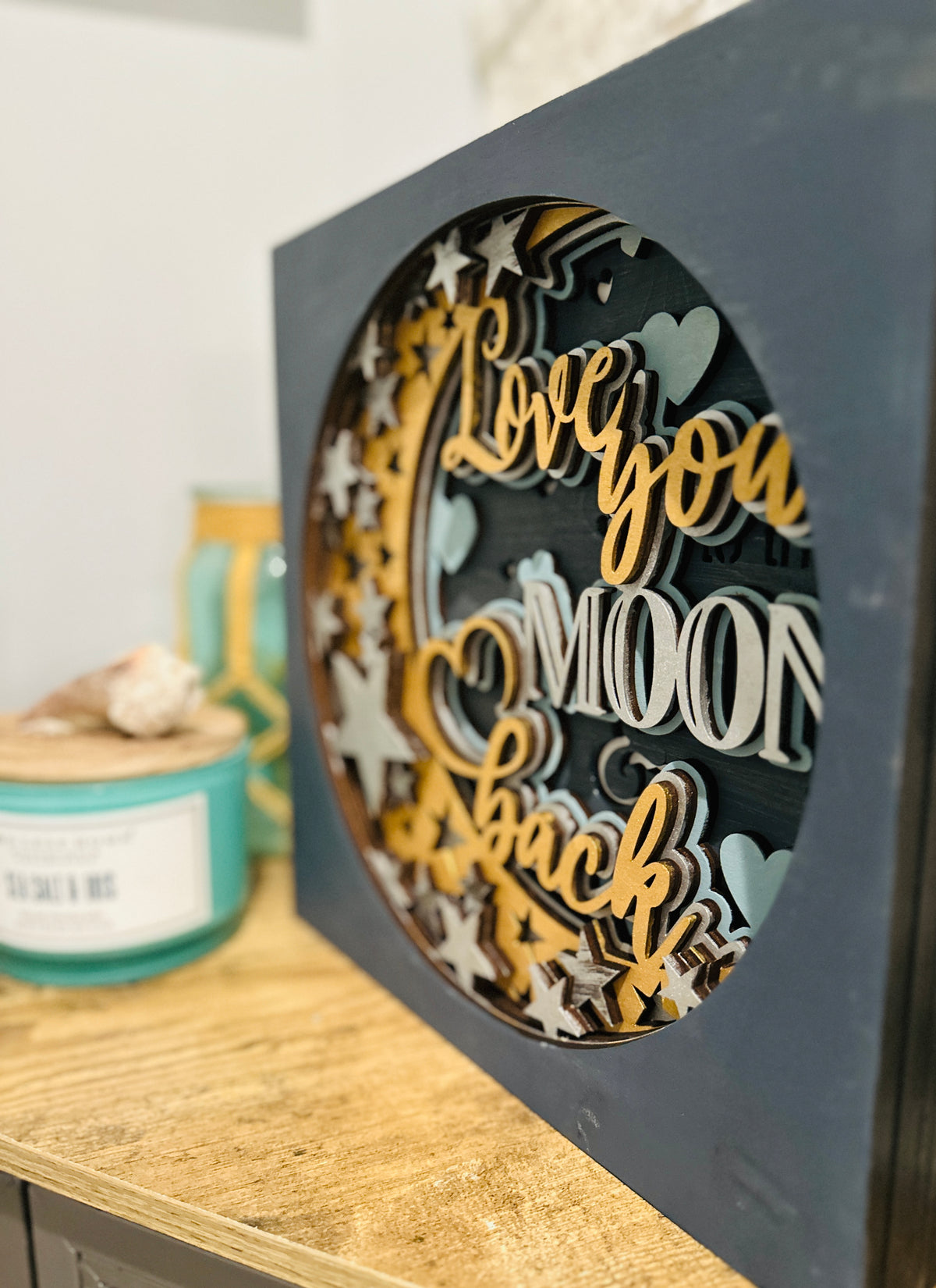 Love You to The Moon and Back Layered 12x12" Sign P03517