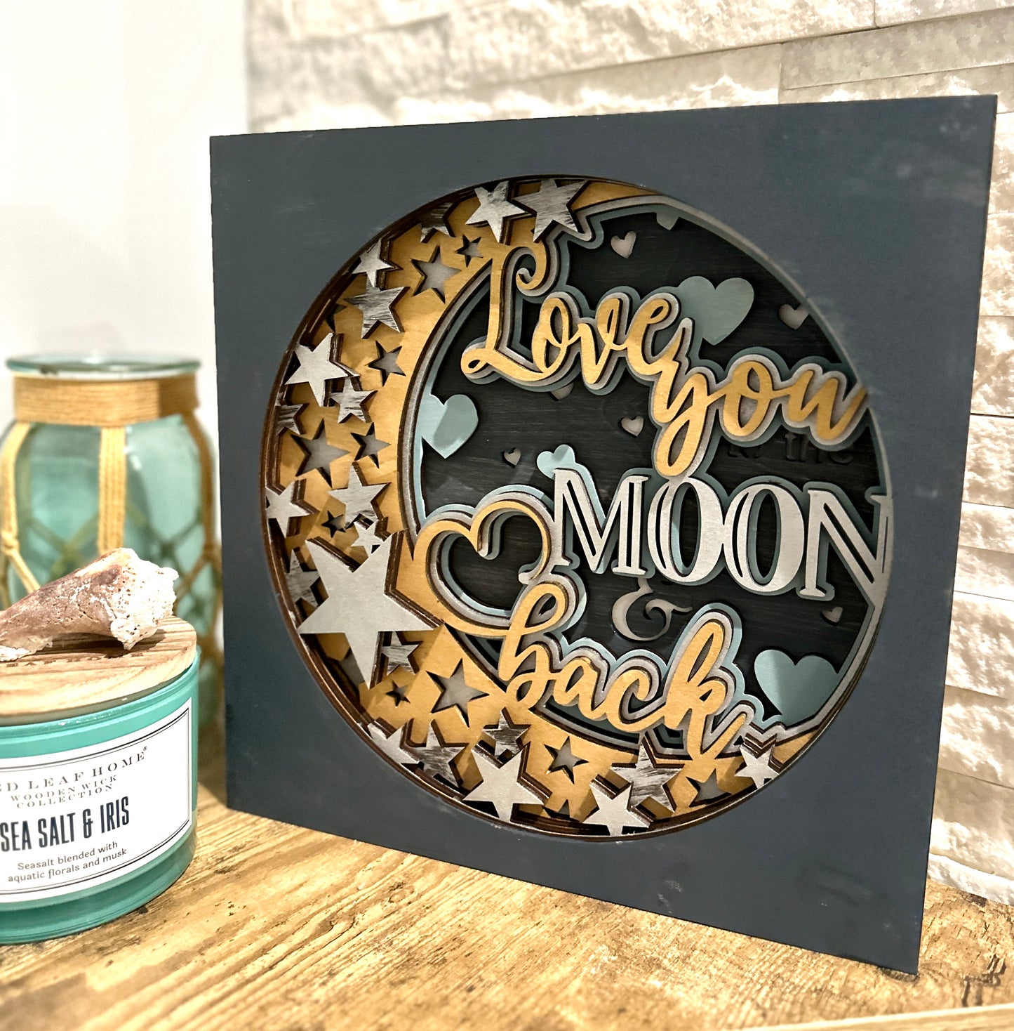 Love You to The Moon and Back Layered 12x12" Sign P03517