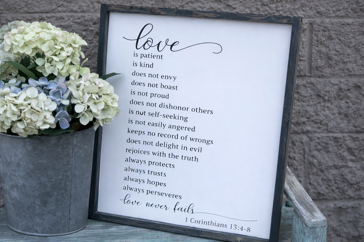 Wedding DIY Love is Patient sign