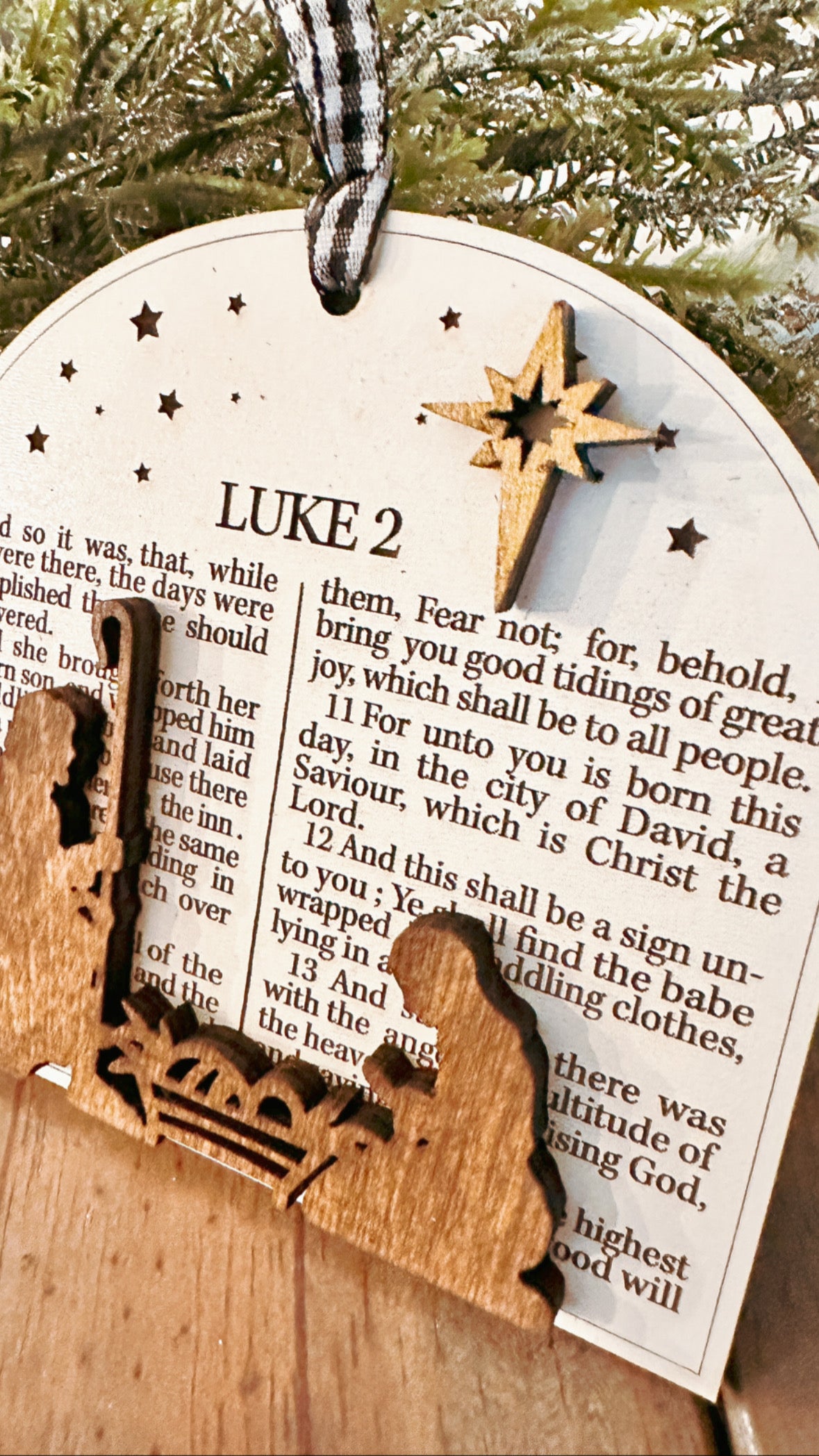 Luke 2 Scripture Christmas Story Handcrafted Ornament P02811