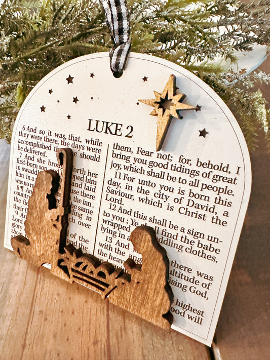 Luke 2 Scripture Christmas Story Handcrafted Ornament P02811