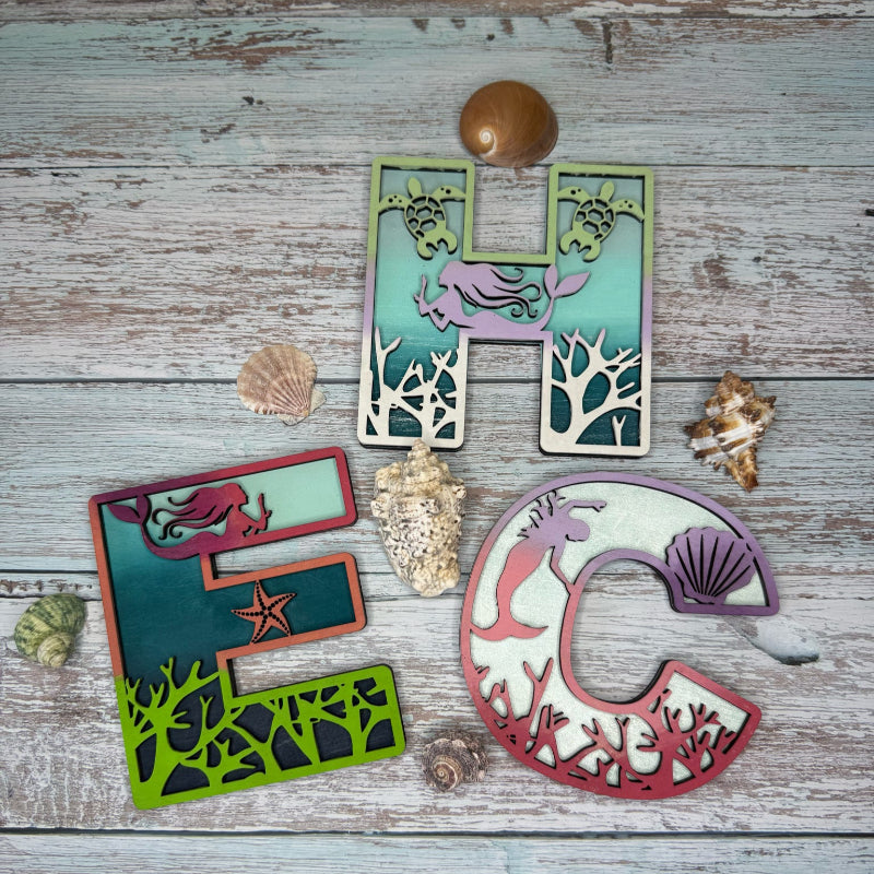 Mermaid Letters 3D LASER PROJECT - P014129