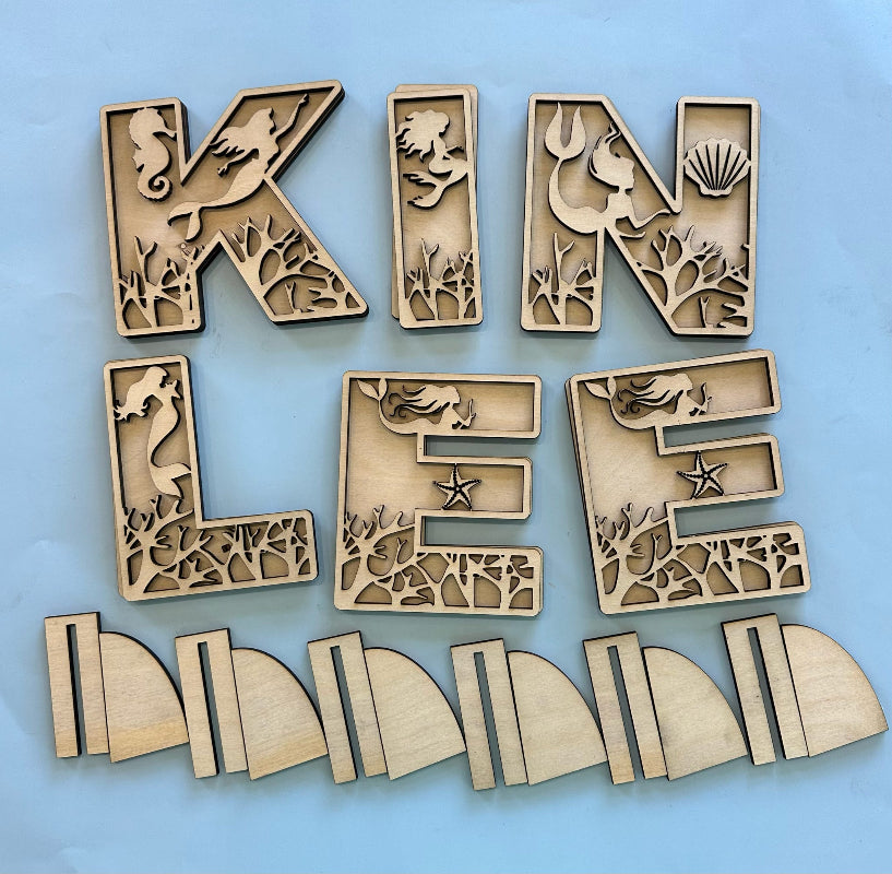 Mermaid Letters 3D LASER PROJECT - P014129