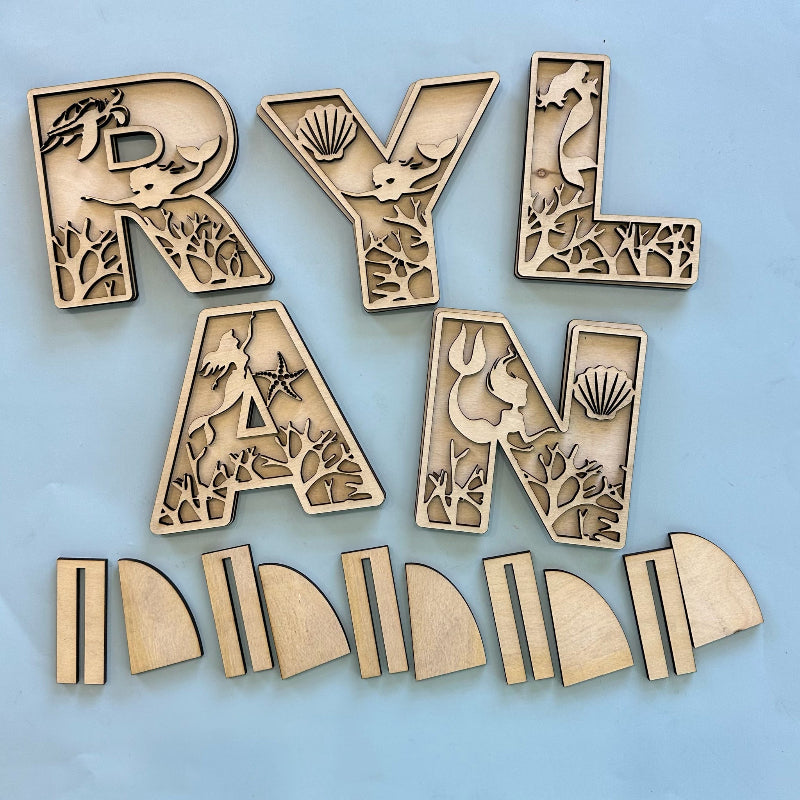 Mermaid Letters 3D LASER PROJECT - P014129