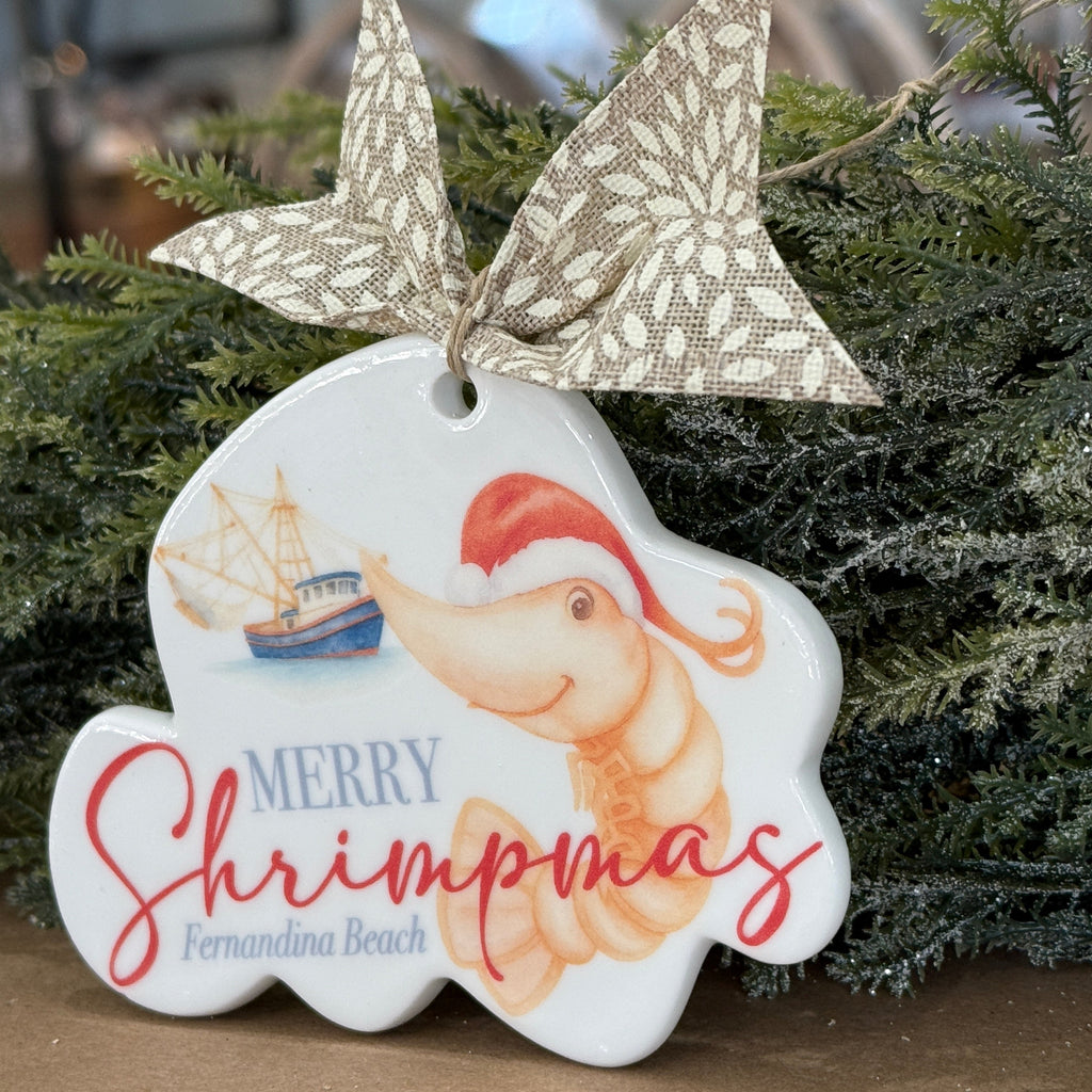 Merry Shrimpmas Fernandina Beach Ornament Souvenir 