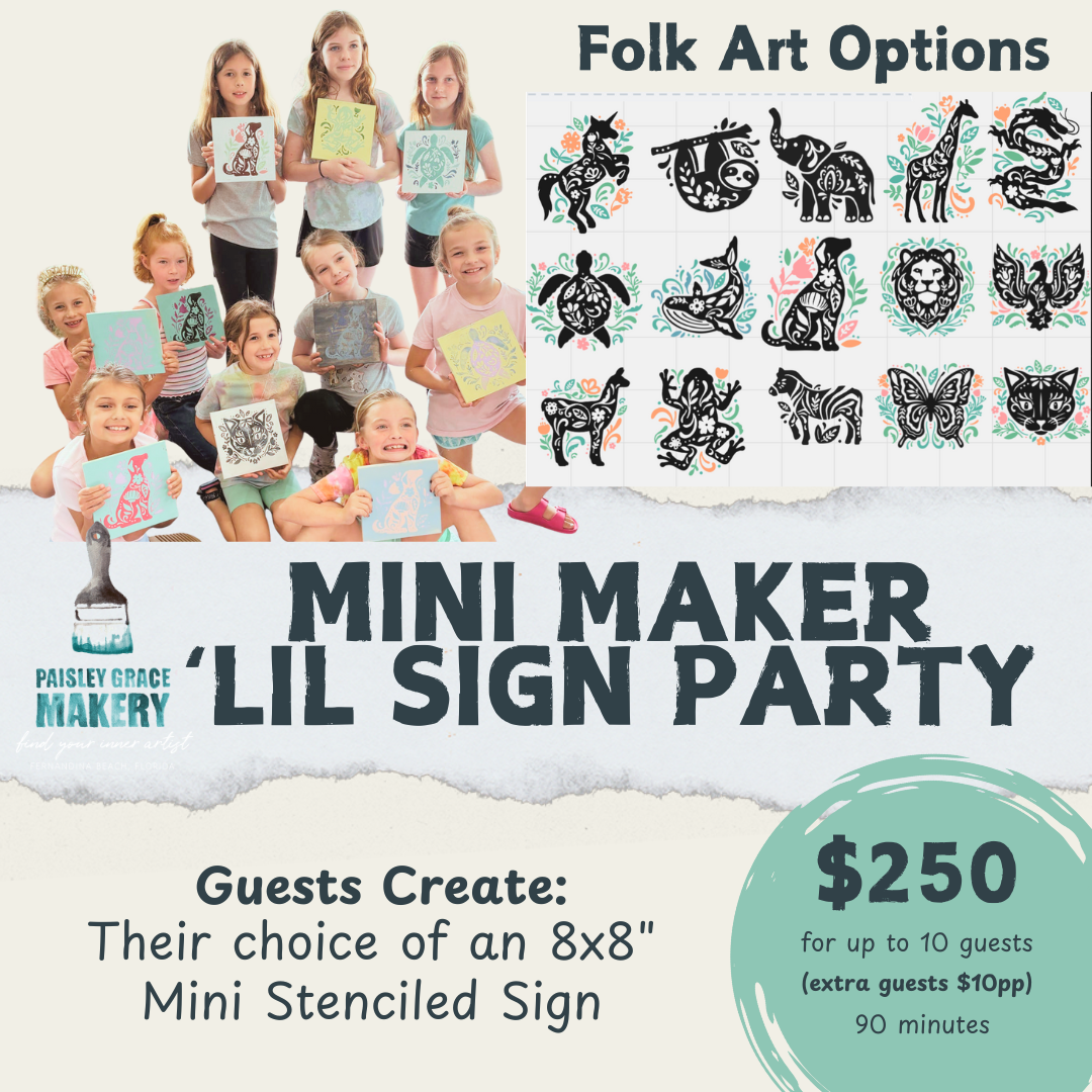 BOOK A YOUTH MINI FOLK ART DESIGNS PARTY – Paisley Grace Makery