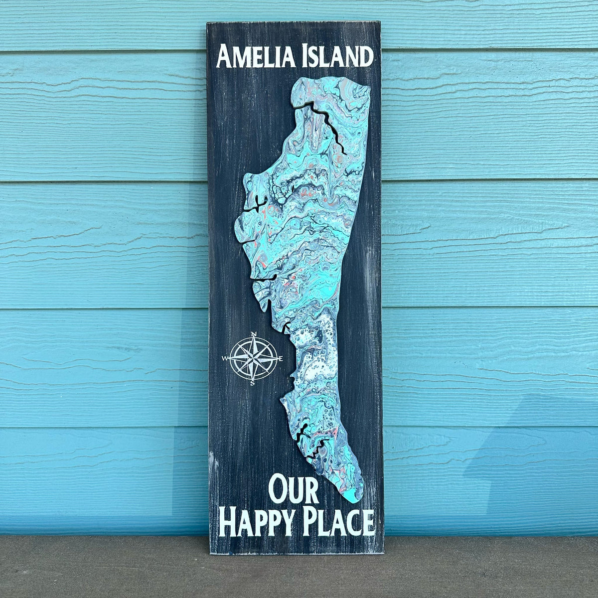 My/Our Happy Place Amelia Island Mixed Media Plank P013809