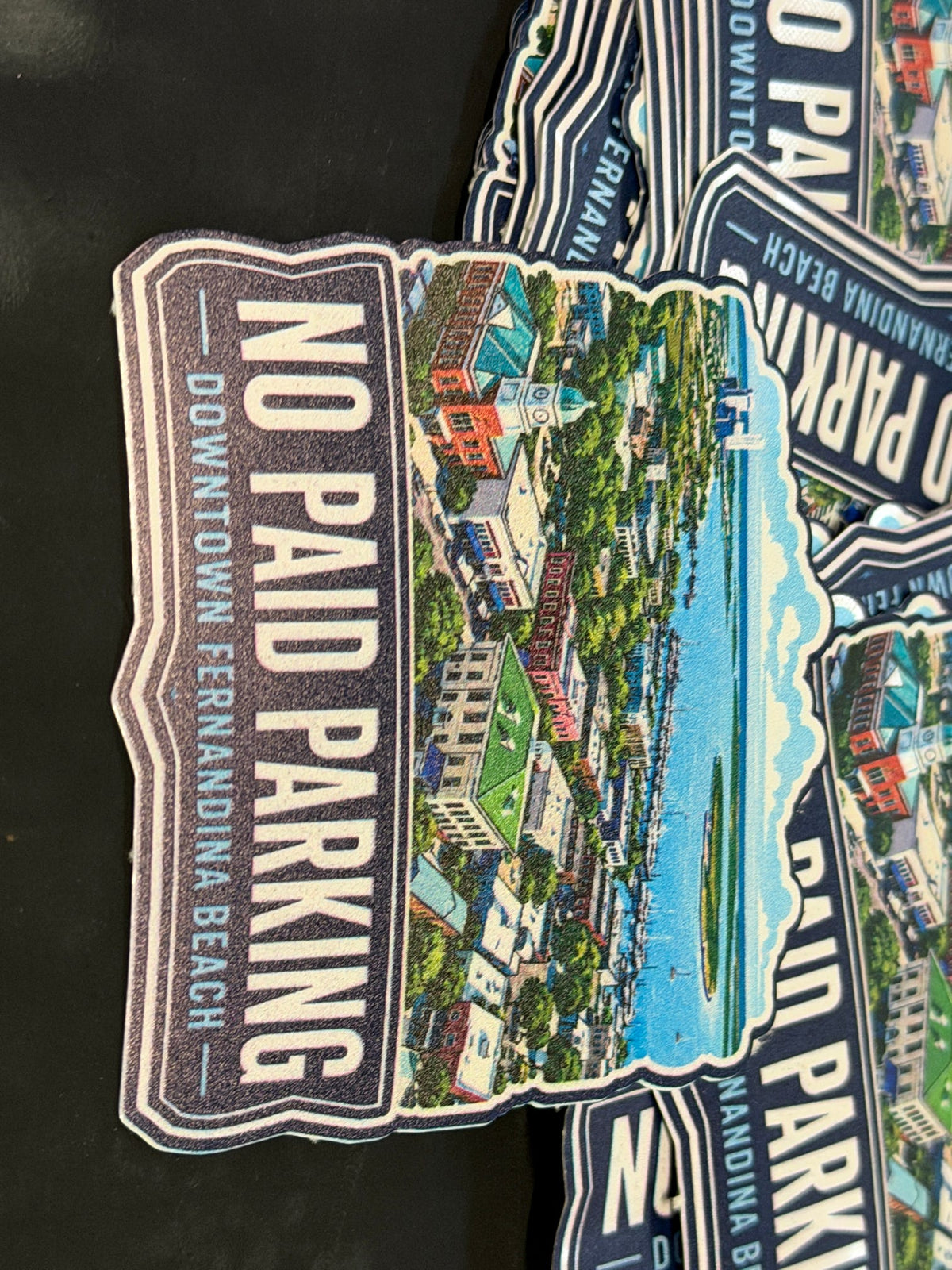 No Paid Parking Downtown Fernandina 2.75" Sticker G0599