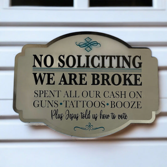 No Soliciting Small Bracket Sign P03775