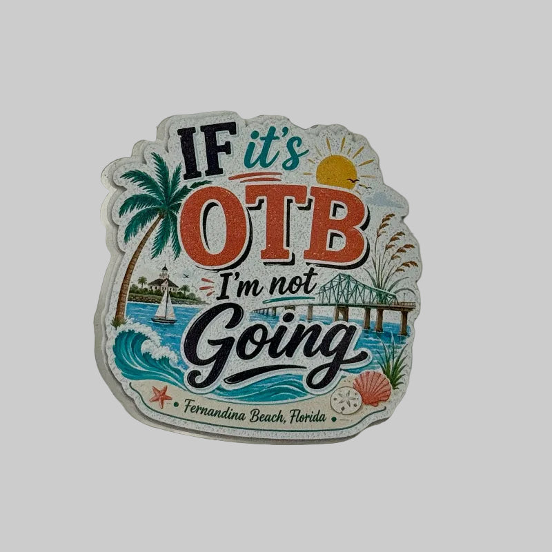Sticker with scenic design and text on a white background
