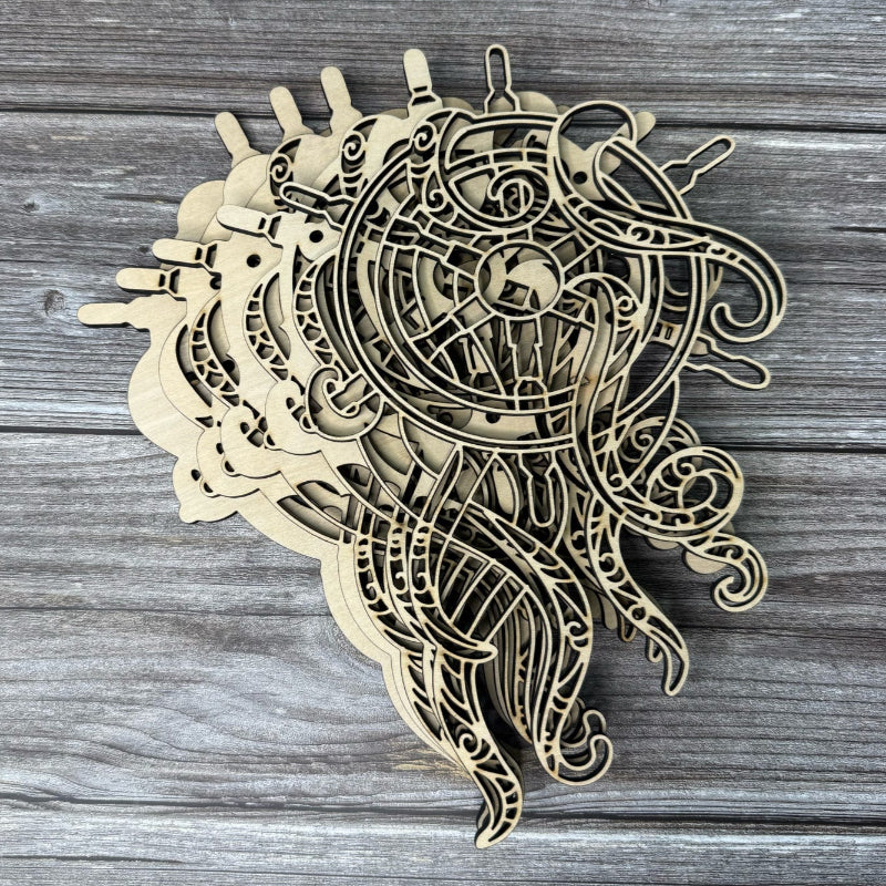 Octopus With Ship Wheel 3D LASER PROJECT - P014175
