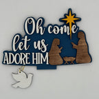 Oh Come Let Us Adore Him Nativity Basket Changeable 3D LASER PROJECT G0801