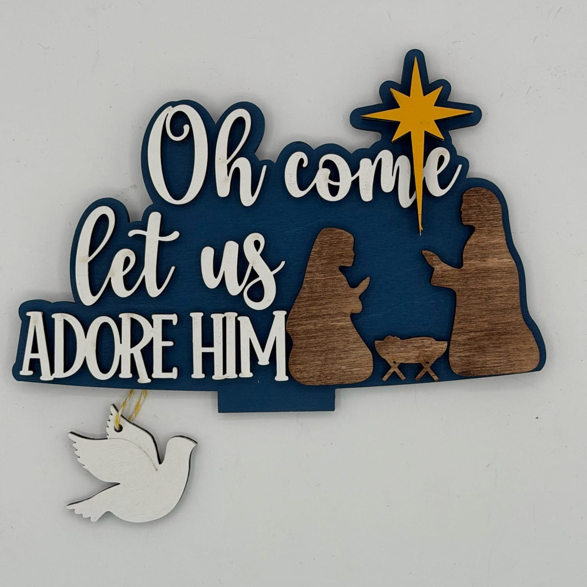 Oh Come Let Us Adore Him Nativity Basket Changeable 3D LASER PROJECT G0801