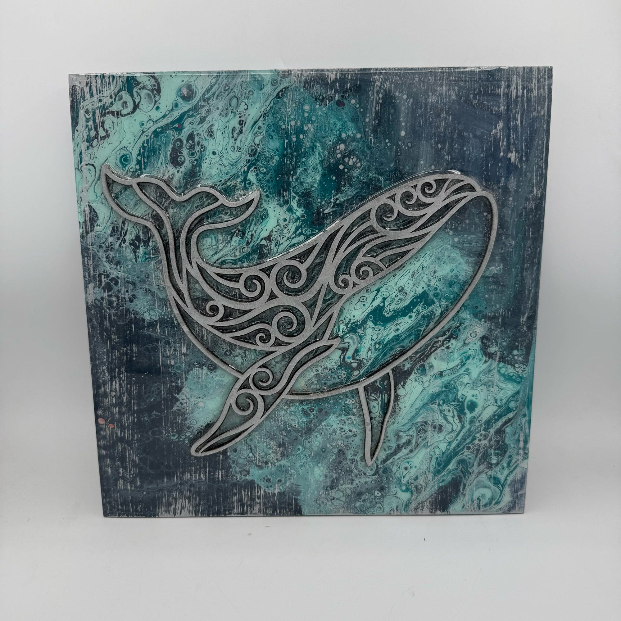 Paint Pour SQUARE With Sea Life G0613
