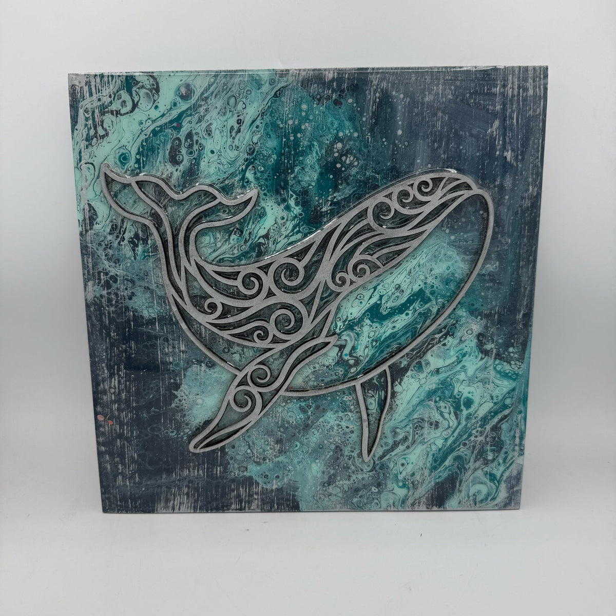 Paint Pour SQUARE With Sea Life G0613