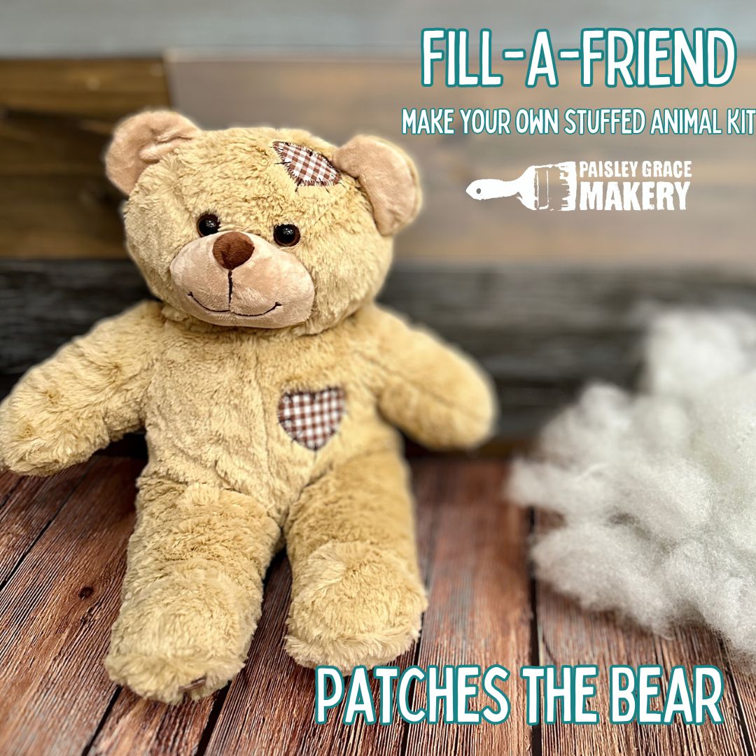 Brown Patches Bear 16"  Build Your Own Stuffy S86