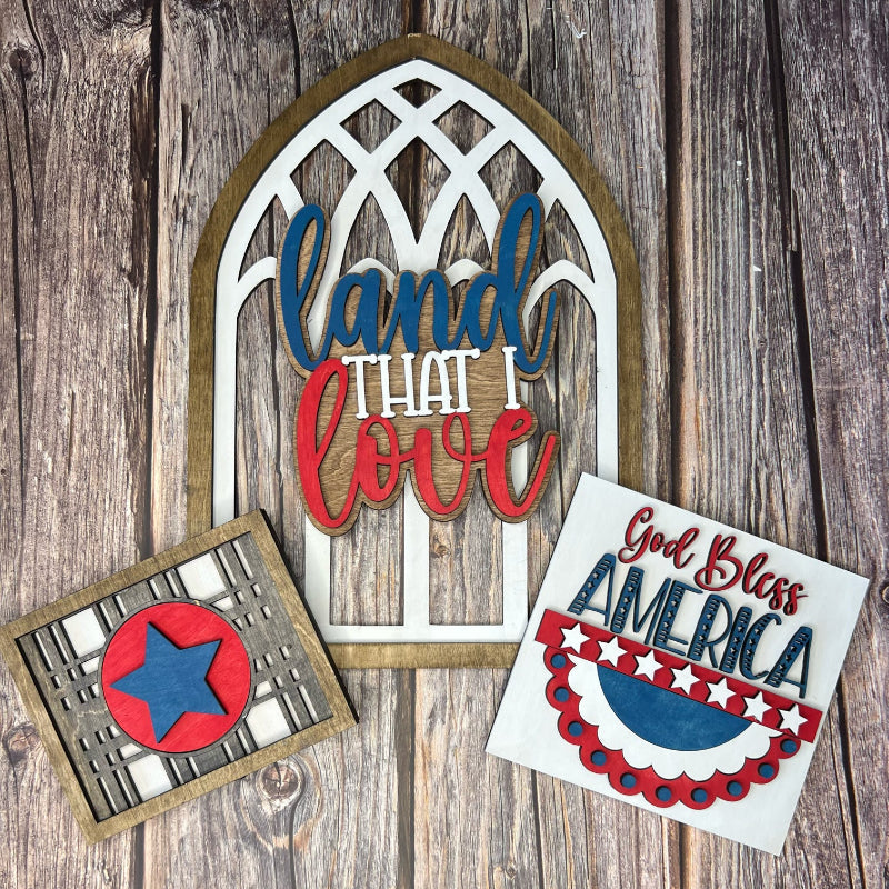 Patriotic Inserts for Seasonally Changeable Shelf Trio P014144