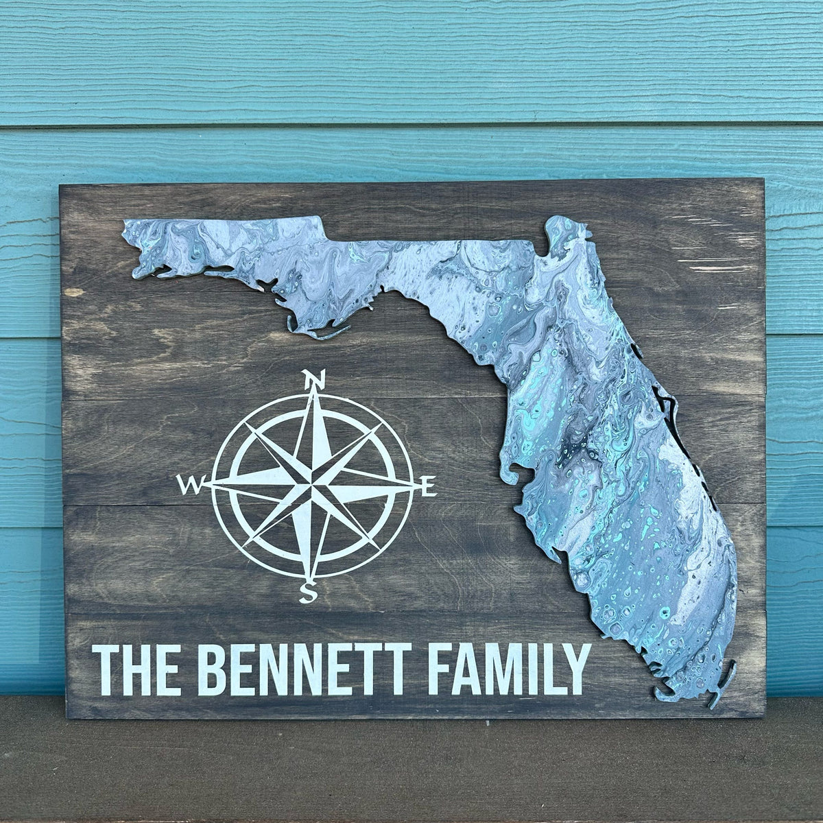 Personalized Florida the Compass Mixed Media Signature P013803