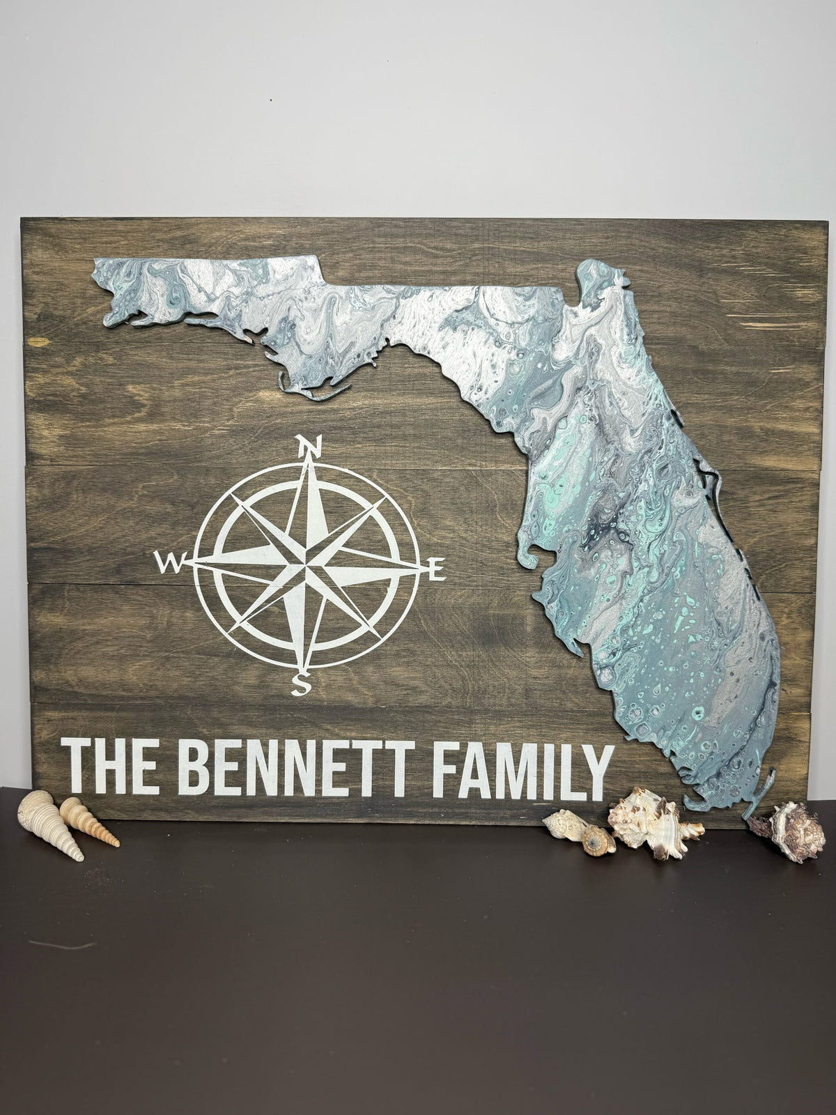 Personalized Florida the Compass Mixed Media Signature P013803
