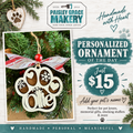 Personalized Paw Print Pet Name Ornament G0757