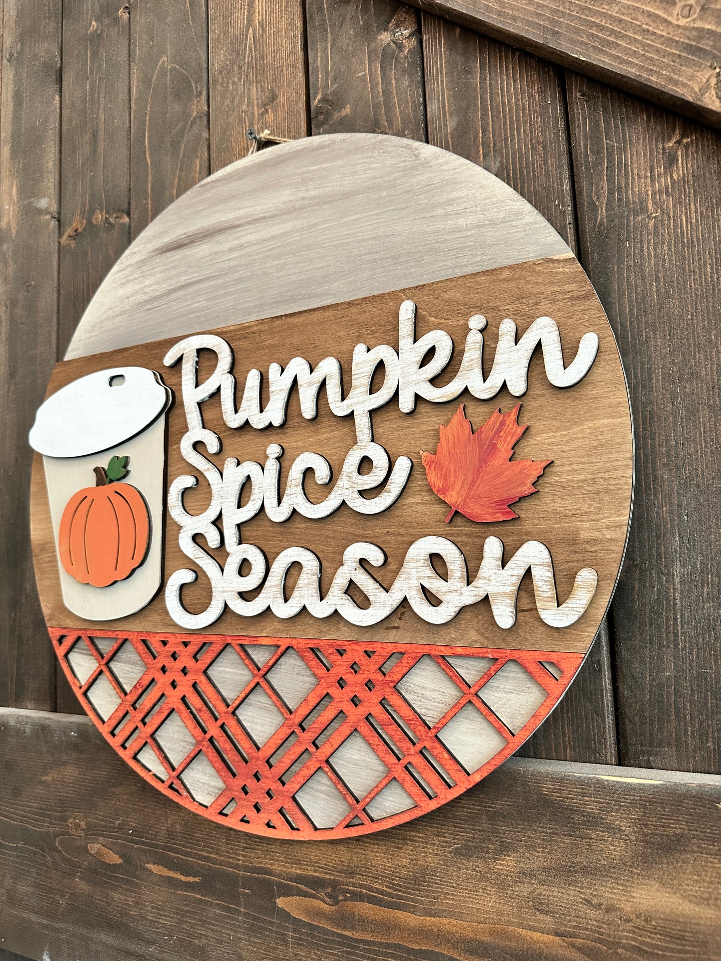 PAINTED Pumpkin Spice Season 3D Door Hanger P02793