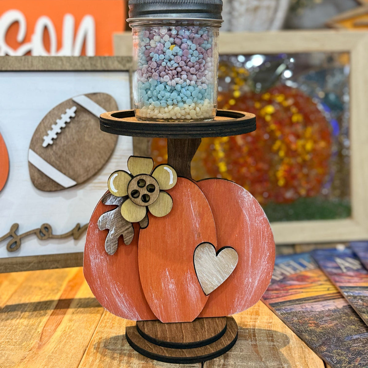 Pumpkin & Wildflower Candle Stand G0774