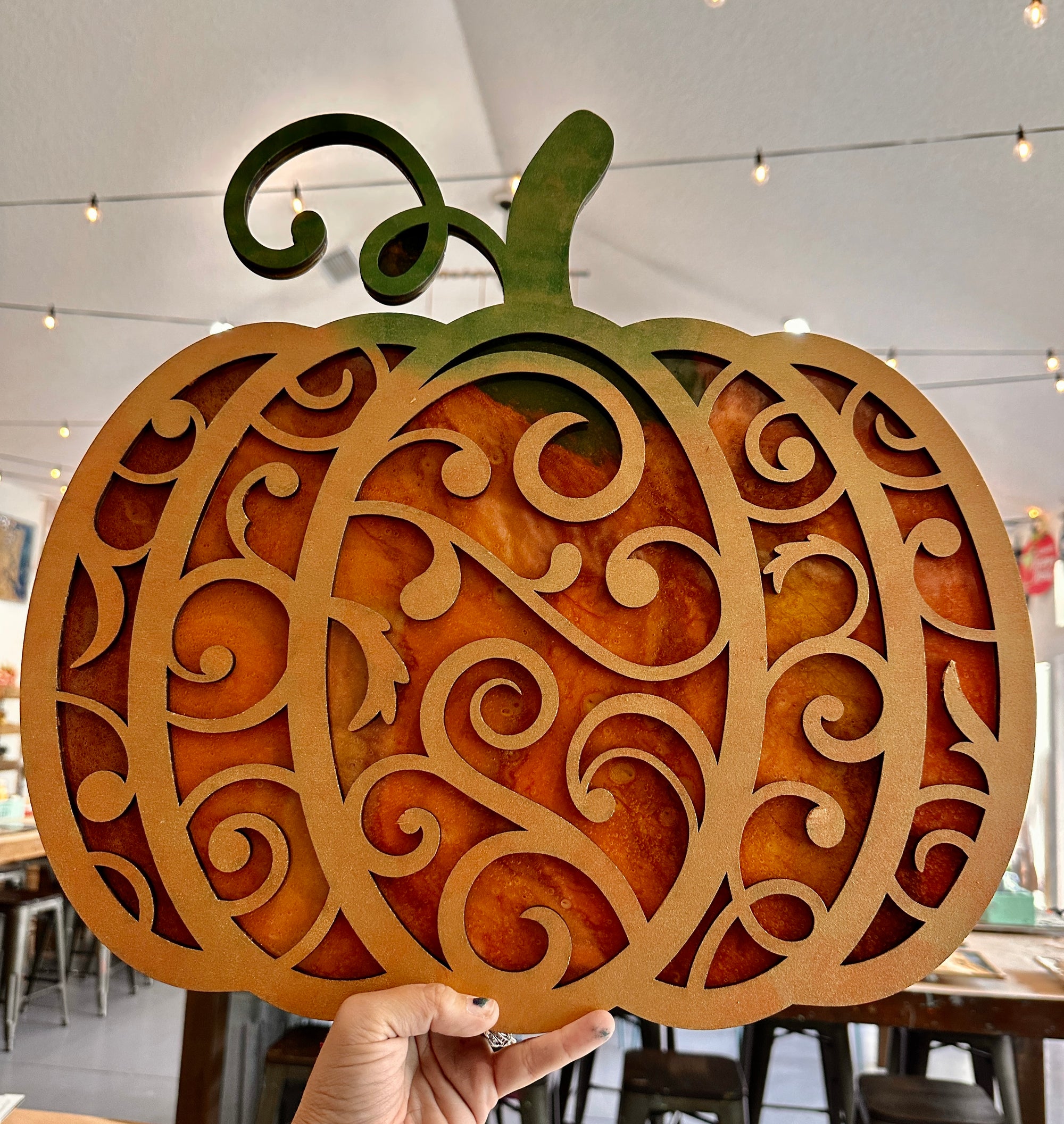 Pumpkin with 3D Scroll Layer Epoxy Workshop Choice P13088
