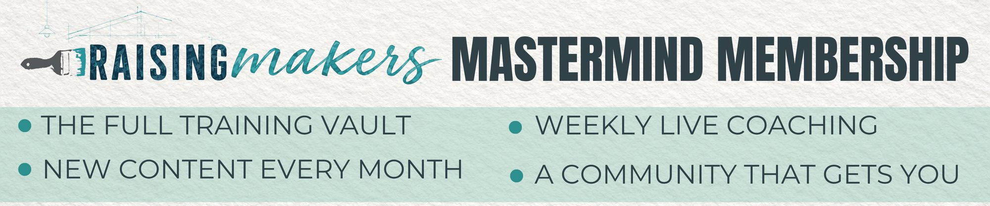Franchise Level DIY Workshop and Handmade Business support without the contracts and hefty fees.  Access to the full training vault, weekly live coaching, new content every month, a community that gets you. 