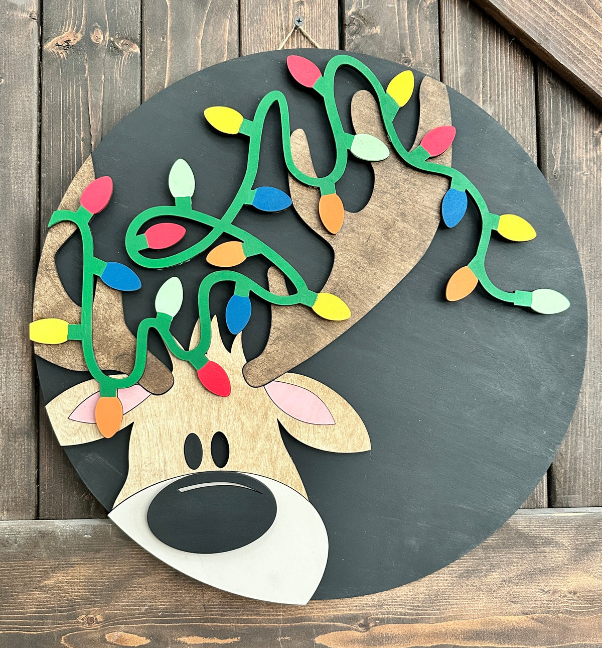 Reindeer with Lights Door Hanger P03139