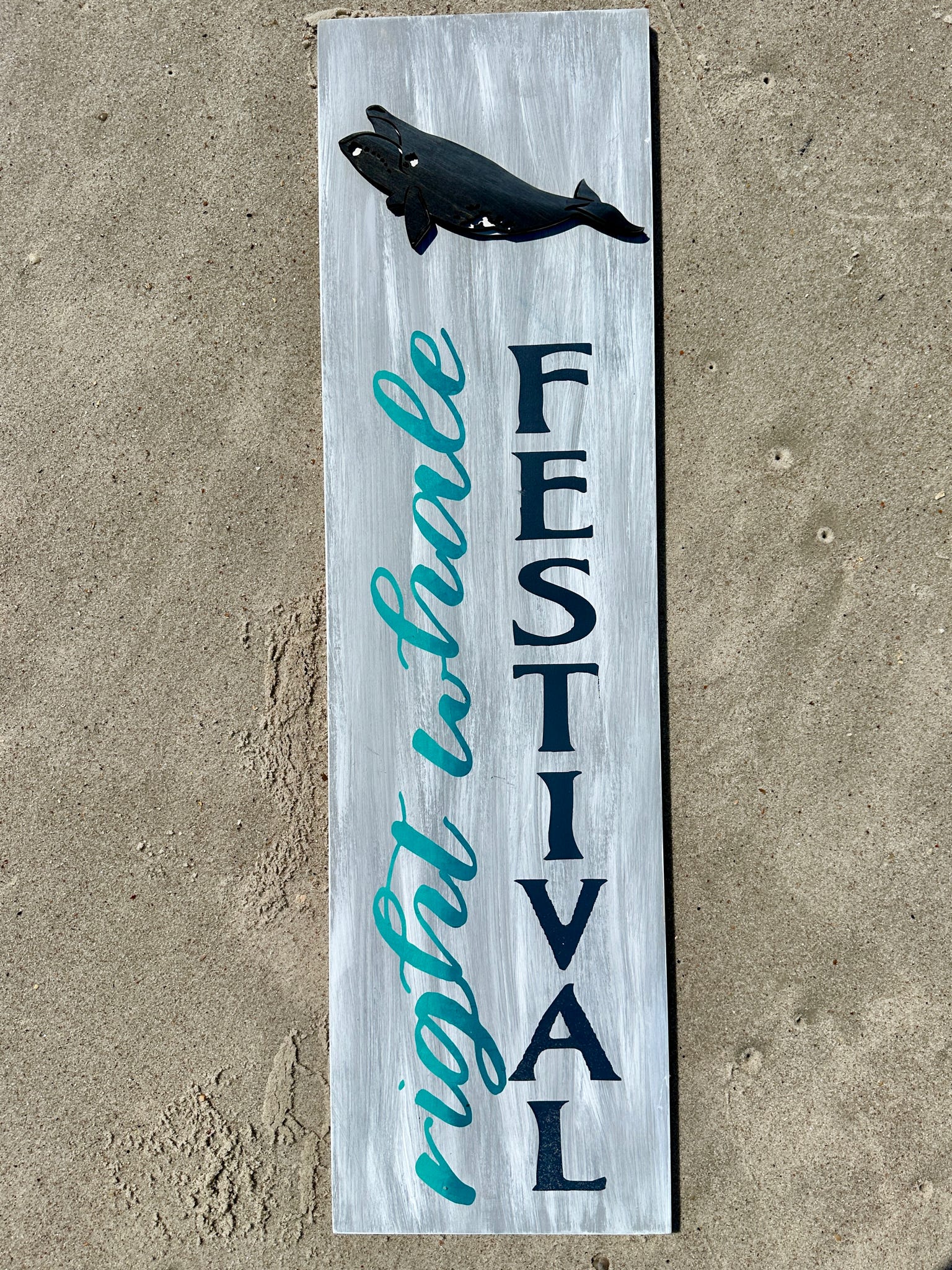 Right Whale Festival Plank with 3D Whale P03731