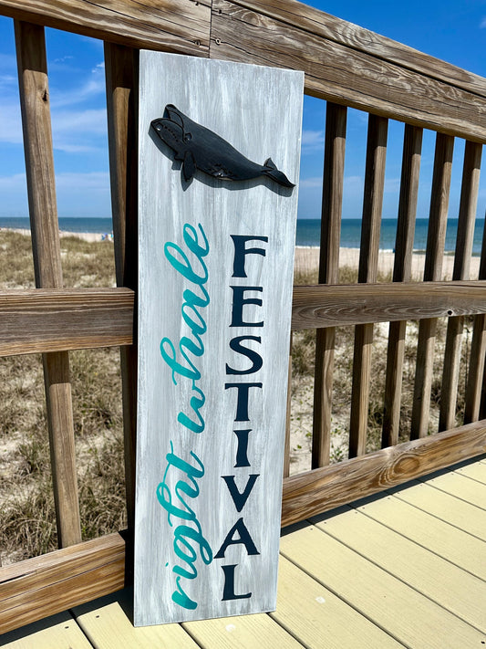 Right Whale Festival Plank with 3D Whale P03731
