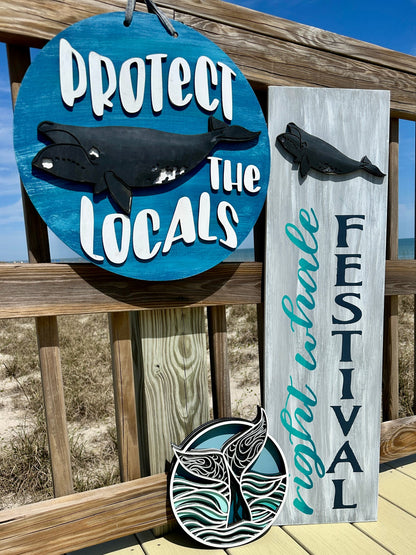 Right Whale Festival Plank with 3D Whale P03731