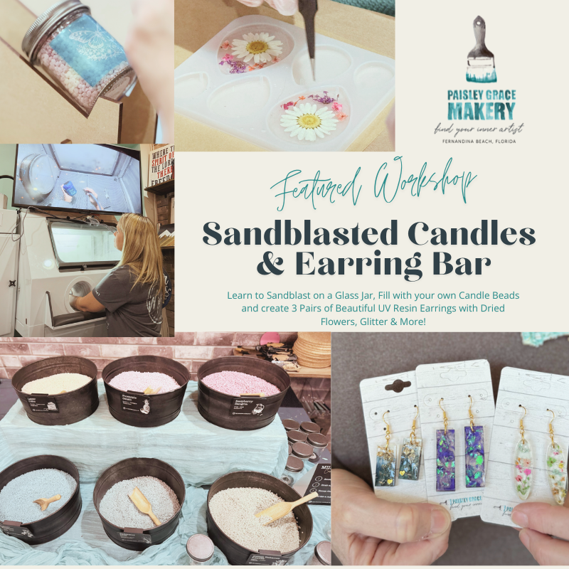 Friday 03.27 @ 1pm Sandblasted Pour Your Own Candles & UV Earring Workshop (Copy)