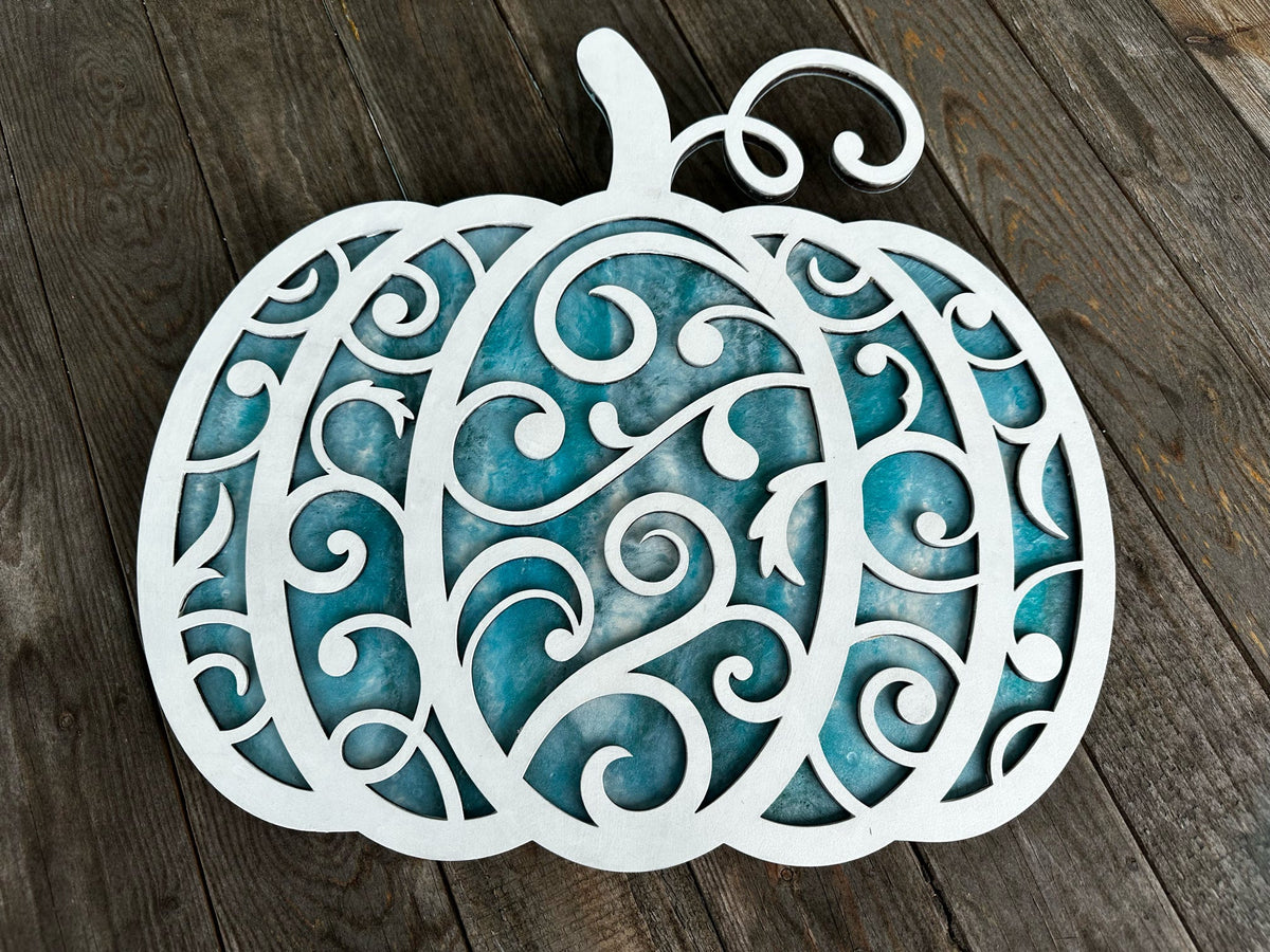 Epoxy Poured Scroll Pumpkin Door Hanger DIY Workshop FERNANDINA BEACH 
