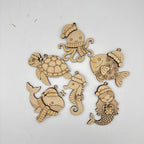 Sea Life Animal Christmas Ornaments – Set of 6 Coastal Holiday Ornaments G0641