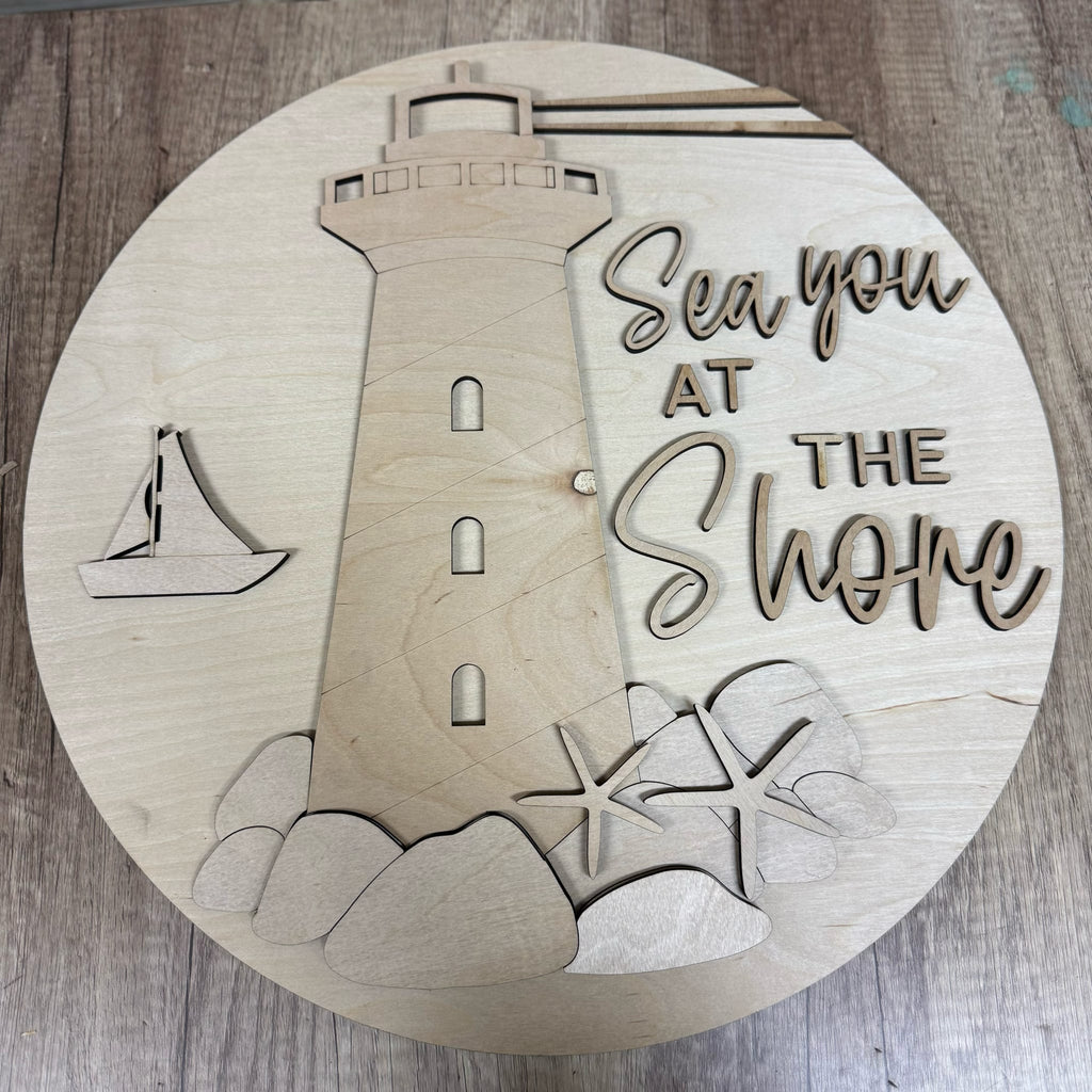 Sea You at the Shore Lighthouse Door Hanger G362