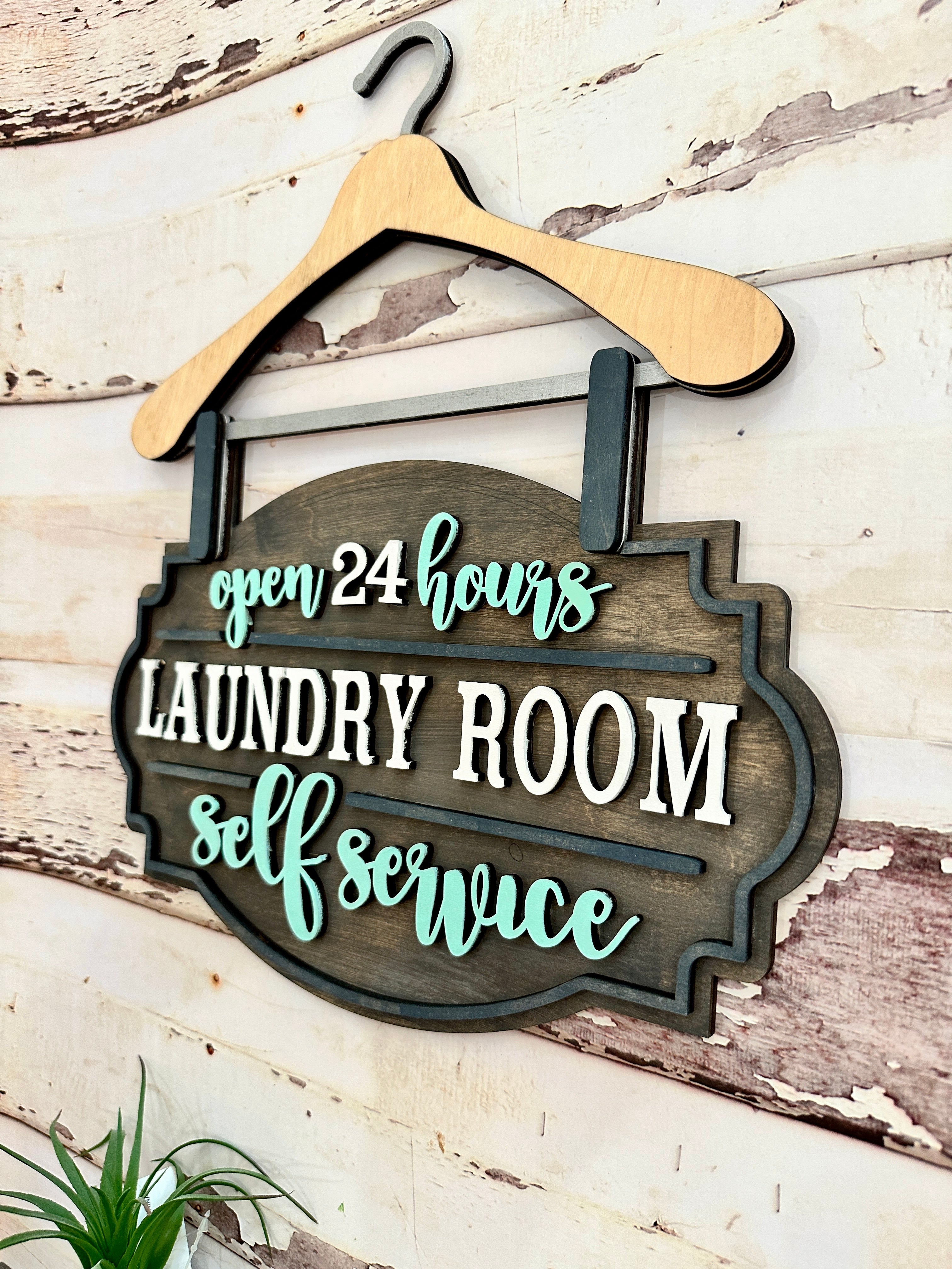 Self Serve Laundry Hanger Laser Cut Sign P02915