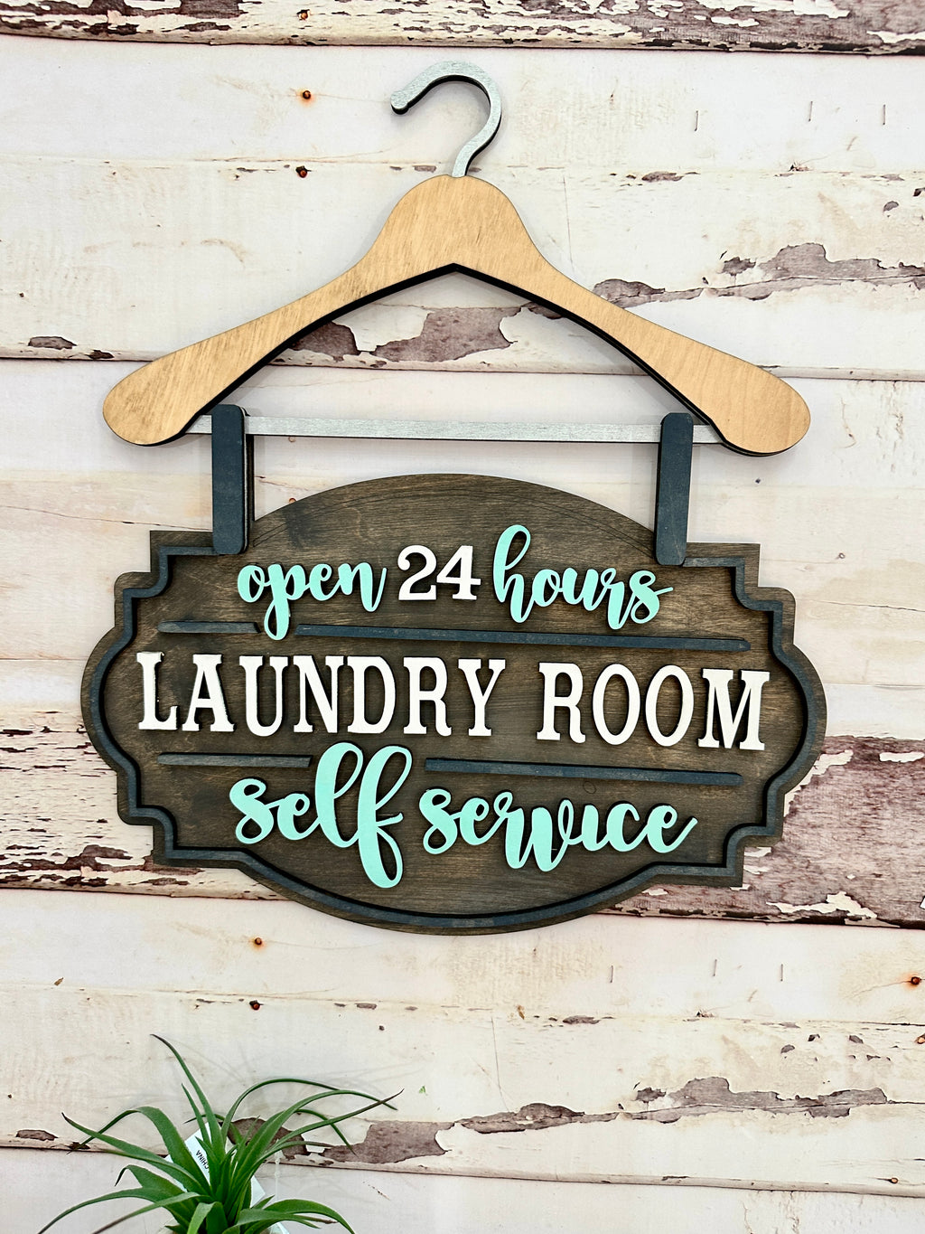 Self Serve Laundry Hanger Laser Cut Sign P02915