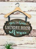 Self Serve Laundry Hanger Laser Cut Sign P02915