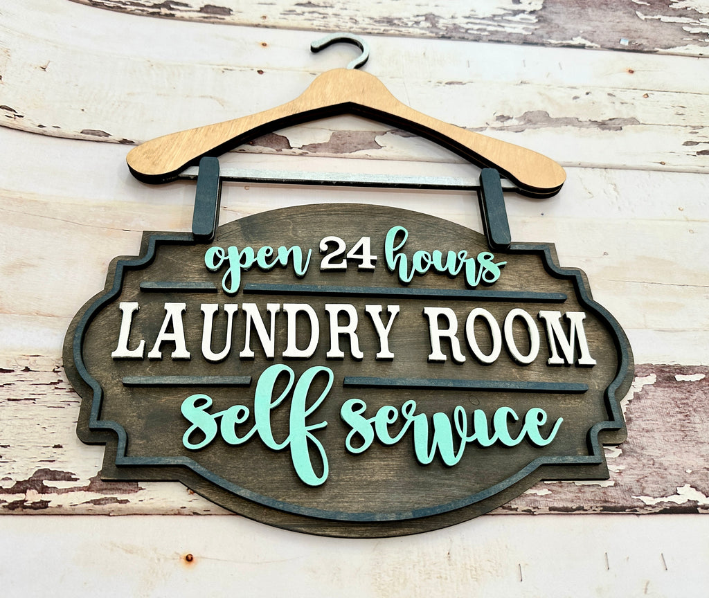Self Serve Laundry Hanger Laser Cut Sign P02915