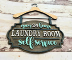 Self Serve Laundry Hanger Laser Cut Sign P02915