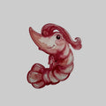 Red cartoon-style worm on a light gray background