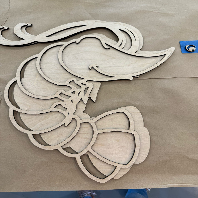 Paint Pour Shrimp Door Hanger  DOOR HANGER DESIGN P13819