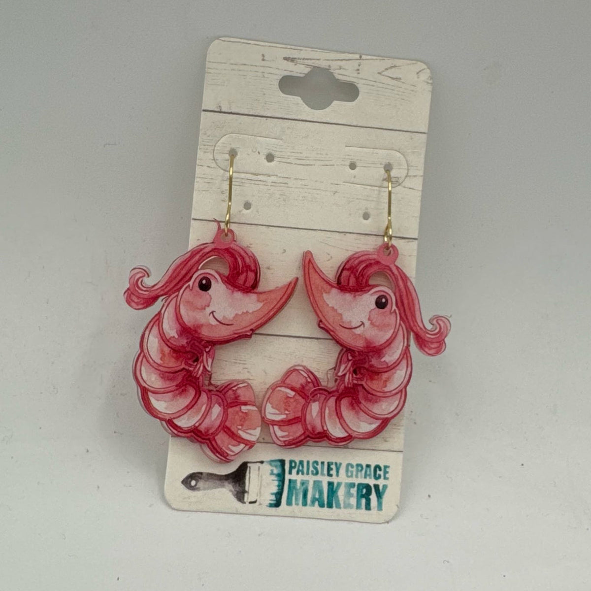 Shrimp Festival Earrings, Lightweight Earrings, Shrimp Earrings. 